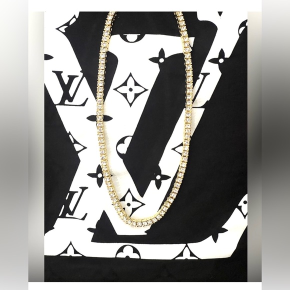 Gold Tennis chain necklace 14k gold fill with VVS CZS - Picture 8 of 10
